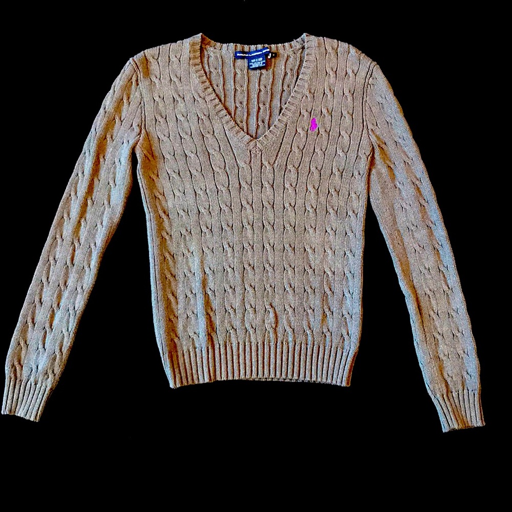 Polo Raplh Lauren Sport Grey V Neck Sweater Medium